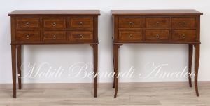Classic style console chest of drawers made of solid wood with inlay