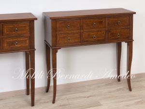 Classic style console chest of drawers made of solid wood with inlay