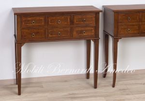 Classic style console chest of drawers made of solid wood with inlay