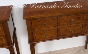 Classic style console chest of drawers made of solid wood with inlay