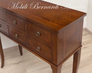 Classic style console chest of drawers made of solid wood with inlay