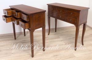 Classic style console chest of drawers made of solid wood with inlay