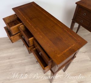 Classic style console chest of drawers made of solid wood with inlay