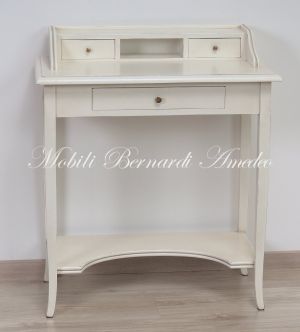 Consol small desk in antique white solid wood