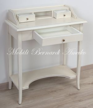 Consol small desk in antique white solid wood
