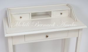 Consol small desk in antique white solid wood