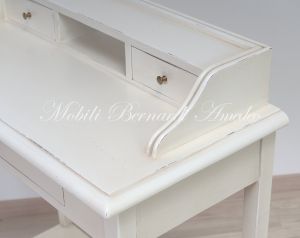 Consol small desk in antique white solid wood