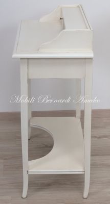 Consol small desk in antique white solid wood