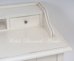 Consol small desk in antique white solid wood