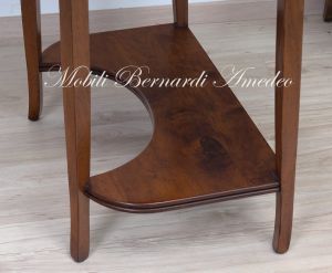 Small console desk in solid walnut wood with rounded top