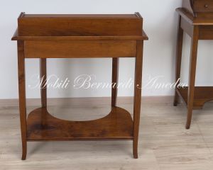 Small console desk in solid walnut wood with rounded top