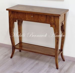 Consol in legno massello di noce con intarsi in rovere stile classico produzione artigianale