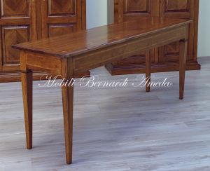 Consolle in legno massiccio di noce con intarsio 3 cassetti lunghezza cm 180