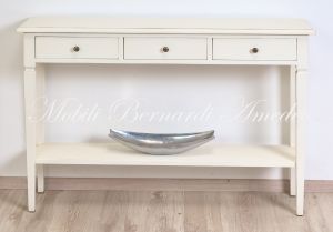 Consolle classica in legno massiccio con finitura laccata colore bianco anticato