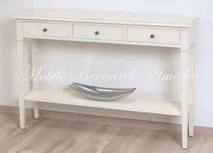 Consolle classica in legno massiccio con finitura laccata colore bianco anticato