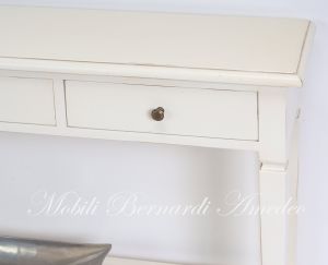 Consolle classica in legno massiccio con finitura laccata colore bianco anticato