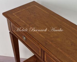 Tavolino consolle in legno massello stile classico con 3 cassetti
