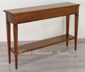 Tavolino consolle in legno massello stile classico con 3 cassetti