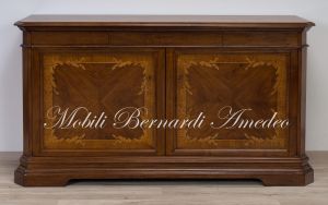 Classic style living room sideboard in inlaid wood 190 cm