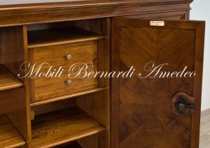 Classic wooden sideboard with inlaid doors, artisanal production made in Italy