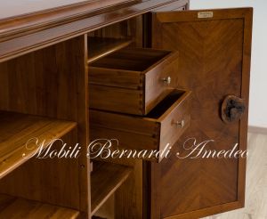 Classic wooden sideboard with inlaid doors, artisanal production made in Italy