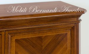 Classic wooden sideboard with inlaid doors, artisanal production made in Italy