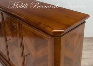 Classic wooden sideboard with inlaid doors, artisanal production made in Italy