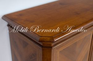 Classic wooden sideboard with inlaid doors, artisanal production made in Italy