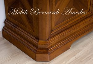 Classic wooden sideboard with inlaid doors, artisanal production made in Italy