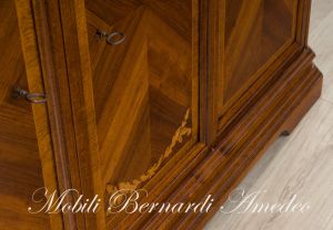 Classic wooden sideboard with inlaid doors, artisanal production made in Italy