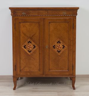 Pantry cupboard in national walnut wood with classic style reproduction inlay