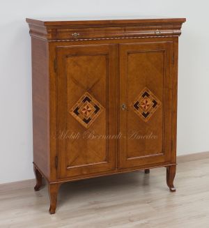 Pantry cupboard in national walnut wood with classic style reproduction inlay