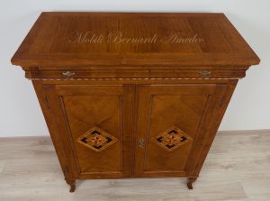 Pantry cupboard in national walnut wood with classic style reproduction inlay