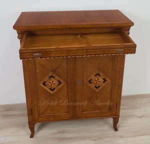 Pantry cupboard in national walnut wood with classic style reproduction inlay
