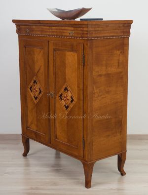 Pantry cupboard in national walnut wood with classic style reproduction inlay