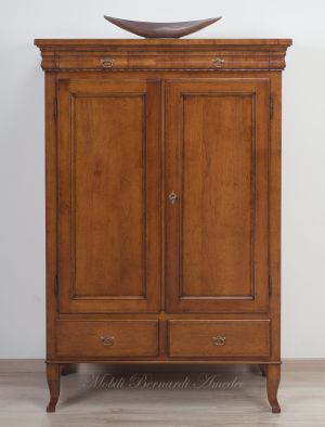 Reproduction pantry sideboard in classic style in national walnut wood, Italian artisan production