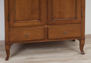 Reproduction pantry sideboard in classic style in national walnut wood, Italian artisan production