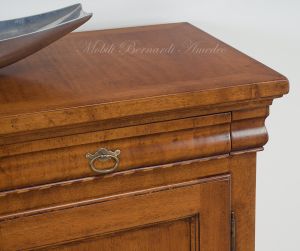 Reproduction pantry sideboard in classic style in national walnut wood, Italian artisan production