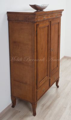 Reproduction pantry sideboard in classic style in national walnut wood, Italian artisan production
