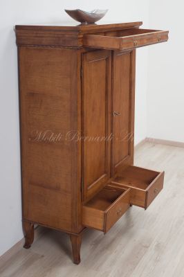Reproduction pantry sideboard in classic style in national walnut wood, Italian artisan production