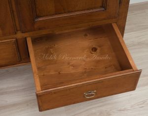 Reproduction pantry sideboard in classic style in national walnut wood, Italian artisan production
