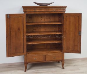 Reproduction pantry sideboard in classic style in national walnut wood, Italian artisan production