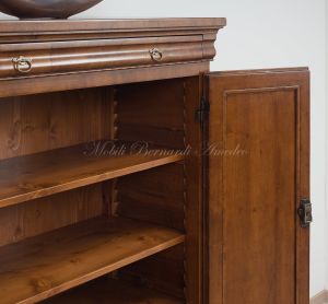 Reproduction pantry sideboard in classic style in national walnut wood, Italian artisan production