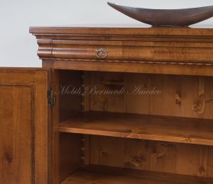 Reproduction pantry sideboard in classic style in national walnut wood, Italian artisan production