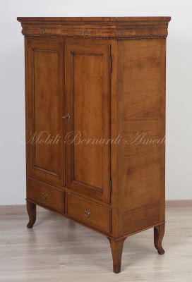 Reproduction pantry sideboard in classic style in national walnut wood, Italian artisan production