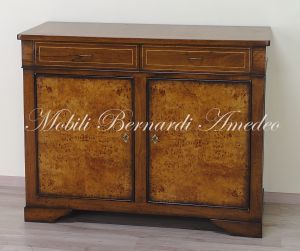 Classic style sideboard handcrafted in solid walnut wood with poplar root applications
