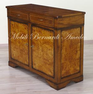 Classic style sideboard handcrafted in solid walnut wood with poplar root applications