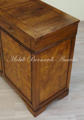 Sideboard made of solid walnut wood worked with poplar briar, classic style