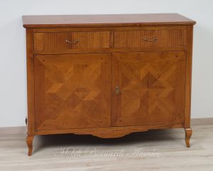 Provençal style sideboard made of solid cherry wood with 2 inlaid doors and 2 drawers