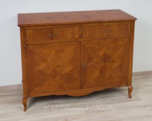 Provençal style sideboard made of solid cherry wood with 2 inlaid doors and 2 drawers
